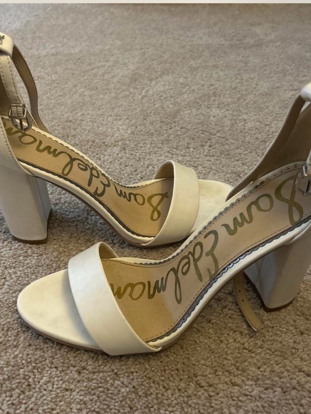 Sam Edelman Cream/White Block Heel Sandals